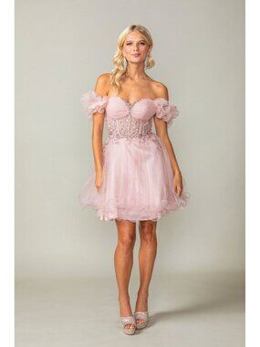 NEW BLUSH Evening Gown Floor Length Formal Elegant Stunning 3379
